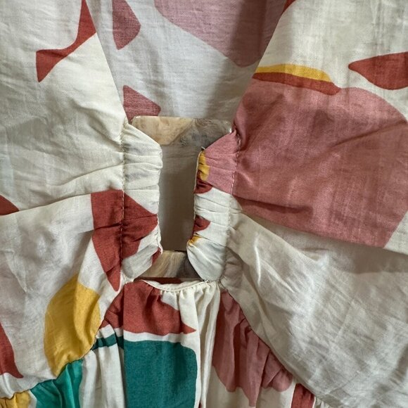 ba&sh Arancia Cream, Pink, Yellow, Green Print Puff Sleeve Mini Dress - Picture 4 of 8